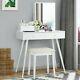 Vanity Makeup Dressing Jewelry Cabinet Table Set Withstool Top Mirror 2 Drawers Lh