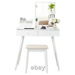 Vanity Table Set Mirror Dressing Table Set withLockable Jewelry Armoire Cabinet
