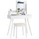 Vanity Table Set Withmirror Dressing Table Set Withlockable Jewelry Armoire Cabinet