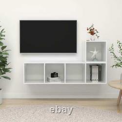 VidaXL 2 Pcs TV Cabinet Set High Gloss White Chipboard FD