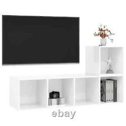 VidaXL 2 Pcs TV Cabinet Set High Gloss White Chipboard FD