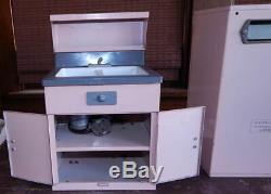 Vintage 50s doll Structo GE Replica Pink Steel Kitchen Stove sink cabinet set