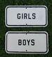 Vintage Set Of Boys & Girls Stamped Steel Signs Restroom Locker Room Gym