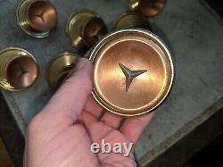 Vtg Set 8 MCM Amerock Cabinet Door 4371 Concave Copper Brass Star Pulls Knobs
