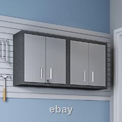Wall Mounted Metal Garage Cabinet Adjustable Shelves 30 Textured Grey Set of 2