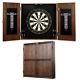Webster Collection Sold Wood Dartboard Cabinet Set With 6 Steel Tip Darts New