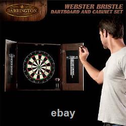 Webster Wood Dartboard Cabinet With 18 Bristle Dartboard and Steel Tip Dart Set