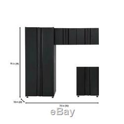 Welded 78 In. W X 75 In. H X 19 In. D Steel Garage Cabinet Set In Black 4-Piece
