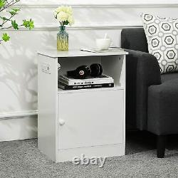 White End Table Set of 2 Nightstand wooden Bedside Table Accent Cabinet Storage