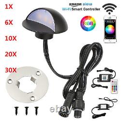 Wifi 50mm 12V RGB Half Moon LED Deck Stair Post Lights Step Fence Lamps Kit
