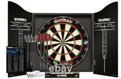 Winmau Championship Dartboard, Darts & Cabinet Full Set Blade 5 Professional