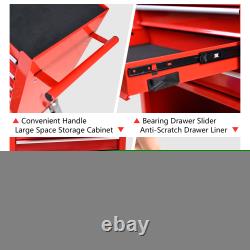 ZNTS 4 Drawers Tool Cabinet with Tool Sets-RED 97376560