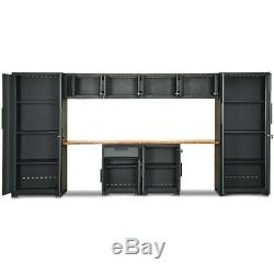 10 Pcs Garage Armoire De Rangement Set Workbench Avec Bamboo Furniture Accueil Plan De Travail