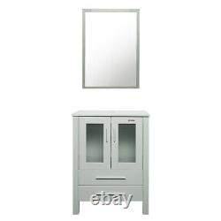 24 Gray Moderne Salle De Bain Vanity Cabinet Avec Miroir Set Combo Home Meubles Us