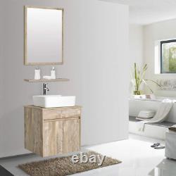 24 Meuble-lavabo combo mural de salle de bain Ensemble de vanité de meuble-lavabo naturel blanc