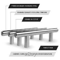 25-500 Poignée D'armoire De Cuisine En Acier Inoxydable Brossé T Barre Quincaillerie 4 5 6