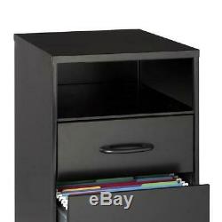 2-tiroirs Noir Classeur Vertical En Acier Cabinet Office Poste De Travail Meuble De