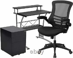 3 Piece Office Set Computer Desk, Bureau Chair & Mobile Filing Cabinet Nouveau
