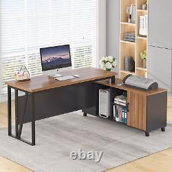 55 Executive Desk And Lateral File Cabinet Set, L Shaped Desk For Home Office