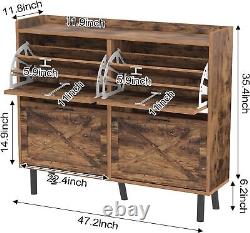 Armoire à chaussures à 3 couches avec 4 tiroirs basculants, ensemble d'organisateur de chaussures de rangement de chaussures