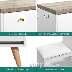 Armoire à chaussures avec 3 tiroirs basculants et banc à chaussures avec coussin d'assise pour l'entrée