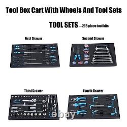 Armoire à outils à 4 tiroirs avec ensemble d'outils, coffre de rangement pour boîte à outils avec 238 pièces de kits d'outils.