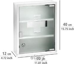 Armoire à pharmacie élégante avec serrure et trois étagères 11,8 x 15,7 x 4,7 pouces