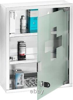 Armoire à pharmacie élégante avec serrure et trois étagères 11,8 x 15,7 x 4,7 pouces