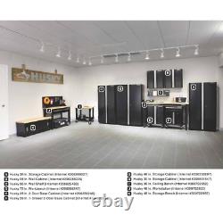 Armoire de garage à 3 étagères réglables, 36x72x18 pouces, en acier durable de couleur noire