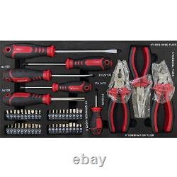 Boîte à outils à 3 tiroirs avec jeu d'outils, armoire à outils en acier verrouillable avec poignée noire