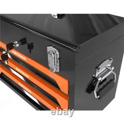 Boîte à outils à 3 tiroirs avec jeu d'outils, armoire à outils verrouillable avec poignée noire et orange