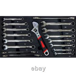 Boîte à outils en acier à 3 tiroirs, coffre à outils rouge avec serrure à clé et jeu d'outils noir