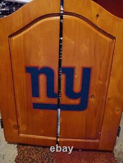 Brand New In Box NFL New York Giants Wooden Dartboard Cabinet Set Dartboard