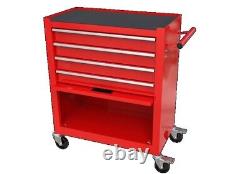 Chariot à outils roulant à 4 tiroirs, armoire de rangement d'outils, coffre à outils avec ensemble d'outils rouge