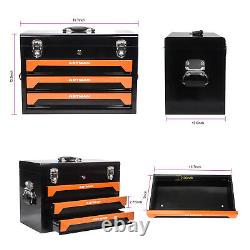 Chariot de boîte à outils à 3 tiroirs avec ensemble d'outils, coffre à outils verrouillable, armoire de rangement d'outils