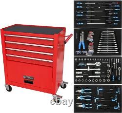 Chariot de boîte à outils à 4 tiroirs, armoire de rangement d'outils, coffre à outils roulant avec ensemble d'outils