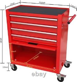 Chariot de boîte à outils à 4 tiroirs, armoire de rangement d'outils, coffre à outils roulant avec ensemble d'outils