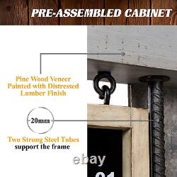 Dart Board 40 Dartboard Wood Cabinet Set Steel Tip Darts Led Lights Gray/beige