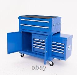 Ensemble combiné bleu de coffre à outils roulant à 8 tiroirs en acier