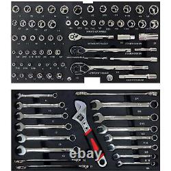 Ensemble d'outils de 439 pièces Aukfa Boîte à outils en acier à 3 tiroirs Kit d'outils de réparation automobile noir