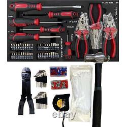 Ensemble d'outils de 439 pièces Aukfa Boîte à outils en acier à 3 tiroirs Kit d'outils de réparation automobile noir