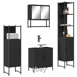 Ensemble de meubles de salle de bain 4 pièces en bois d'ingénierie noir vidaXL