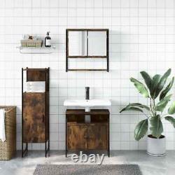 Ensemble de meubles de salle de bain Armoire de rangement 3 pièces en bois d'ingénierie chêne fumé vidaXL