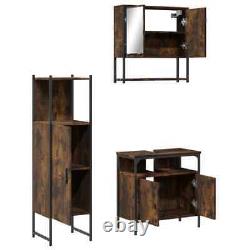 Ensemble de meubles de salle de bain Armoire de rangement 3 pièces en bois d'ingénierie chêne fumé vidaXL