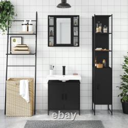 Ensemble de meubles de salle de bain Armoire de rangement 3 pièces en chêne fumé en bois d'ingénierie vidaXL