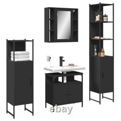 Ensemble de meubles de salle de bain, armoire de rangement 4 pièces en bois d'ingénierie noir vidaXL vidaXL