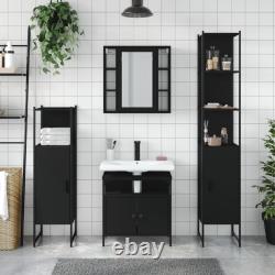 Ensemble de meubles de salle de bain, armoire de rangement 4 pièces en bois d'ingénierie noir vidaXL vidaXL