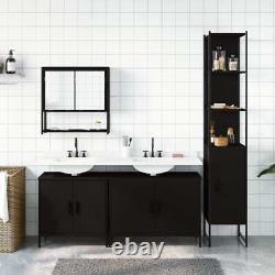 Ensemble de meubles de salle de bain en 4 pièces en bois d'ingénierie noir vidaXL