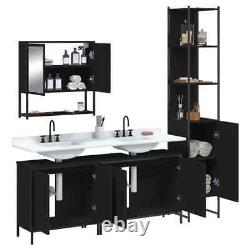 Ensemble de meubles de salle de bain en 4 pièces en bois d'ingénierie noir vidaXL