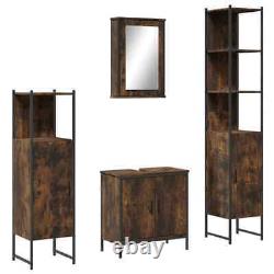 Ensemble de meubles de salle de bain en quatre pièces en bois d'ingénierie chêne fumé vidaXL